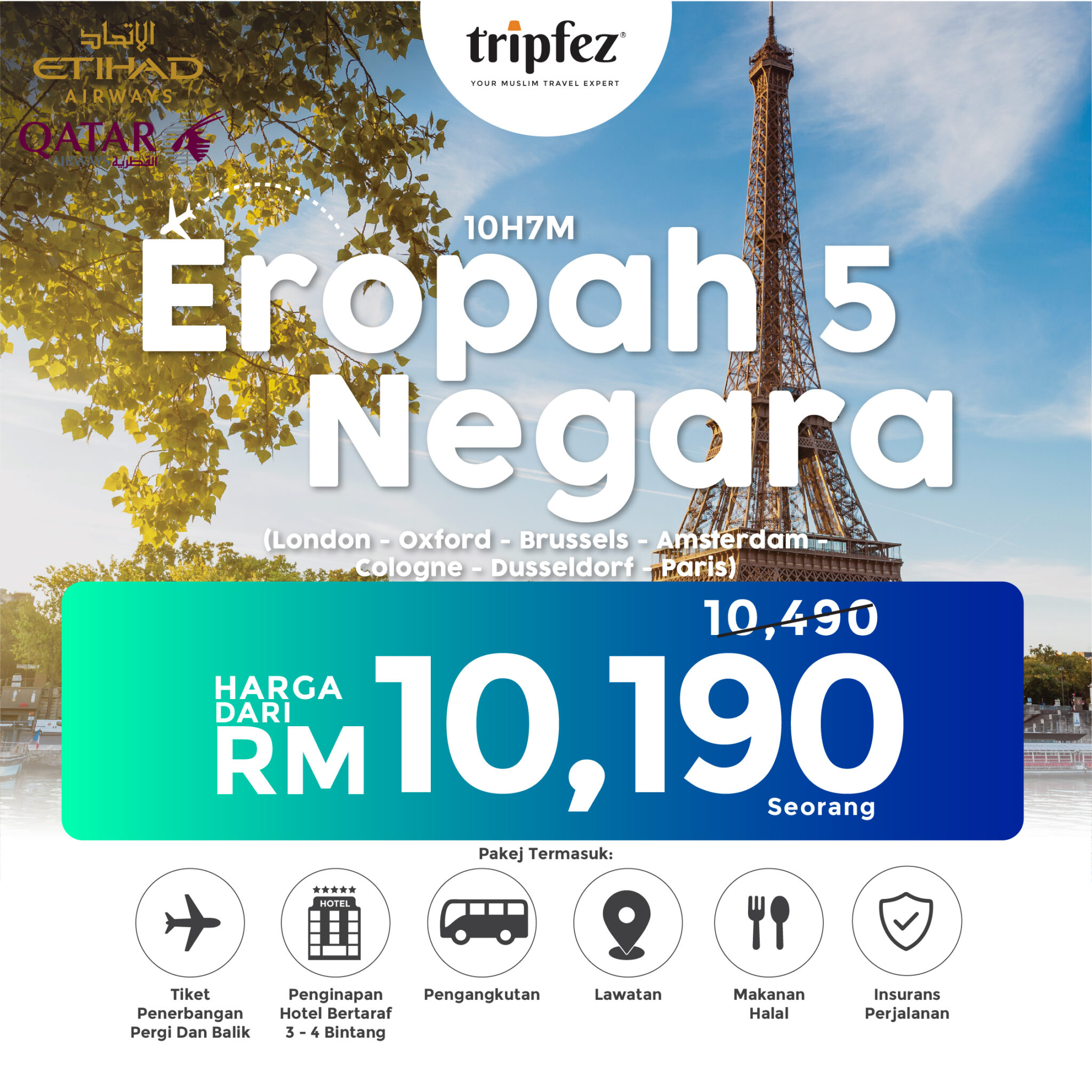 Eropah 5 Negara 10H7M - Promosi Tripfez